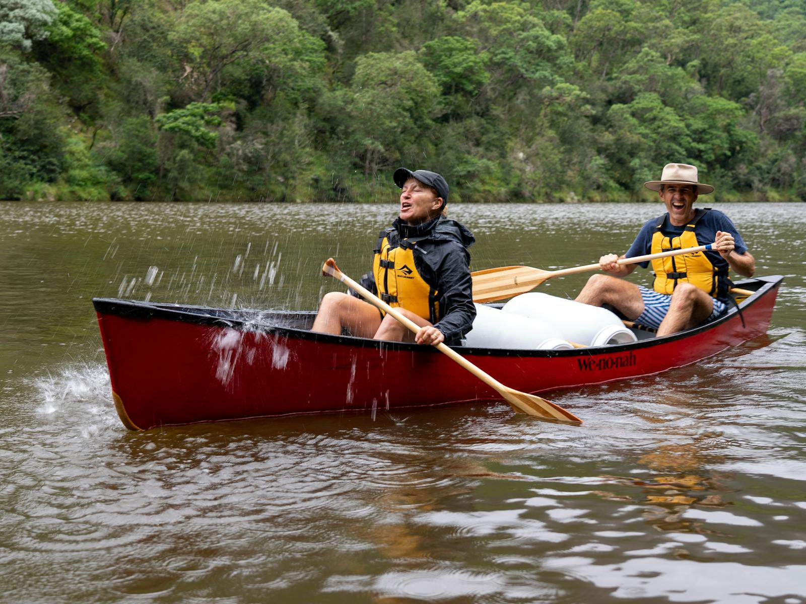 Splashing in a canoe