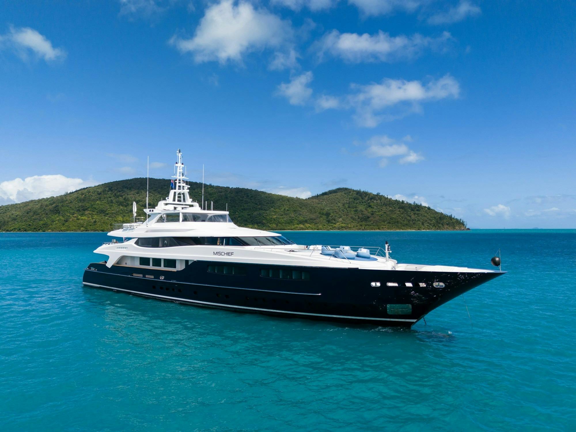 Superyacht Mischief anchored on Sydney Harbour