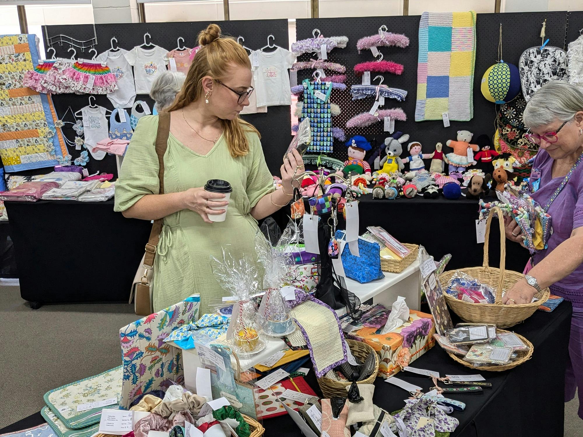 Leisurely browsing handmade soft goods at the twice-yearly Artisan Fair of Caloundra Arts Centre