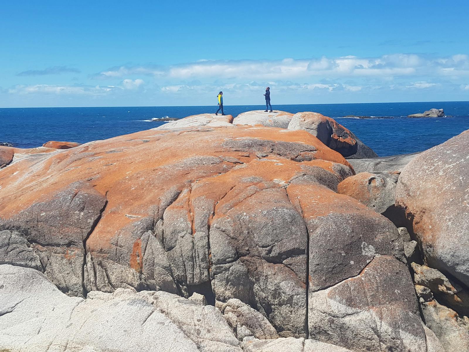 spectacular red granite boulders along coast