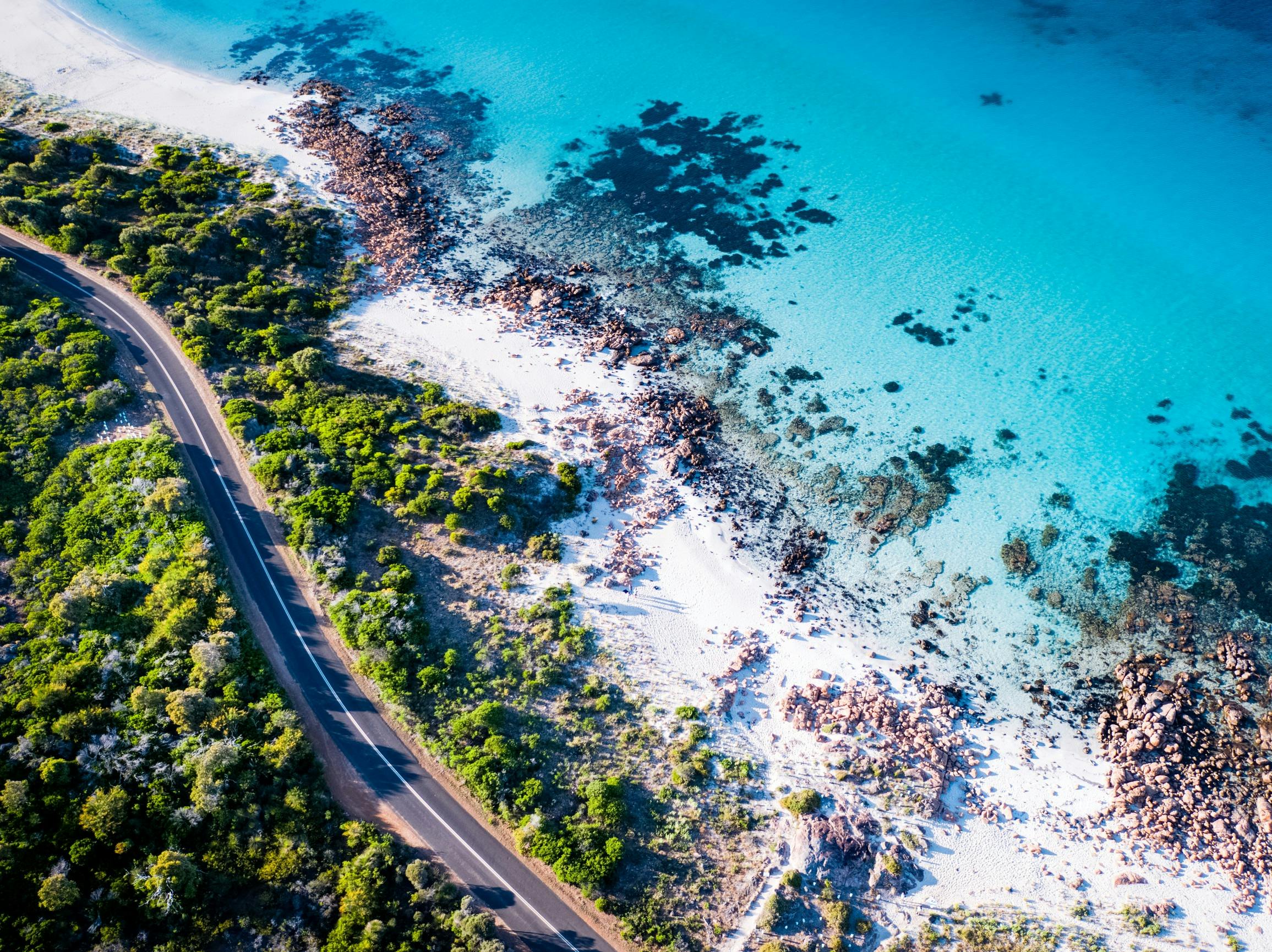 Aerial view of Eagle Bay Beach Margaret River