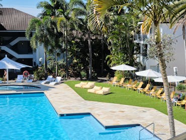 Overhead view of the resorts main pool