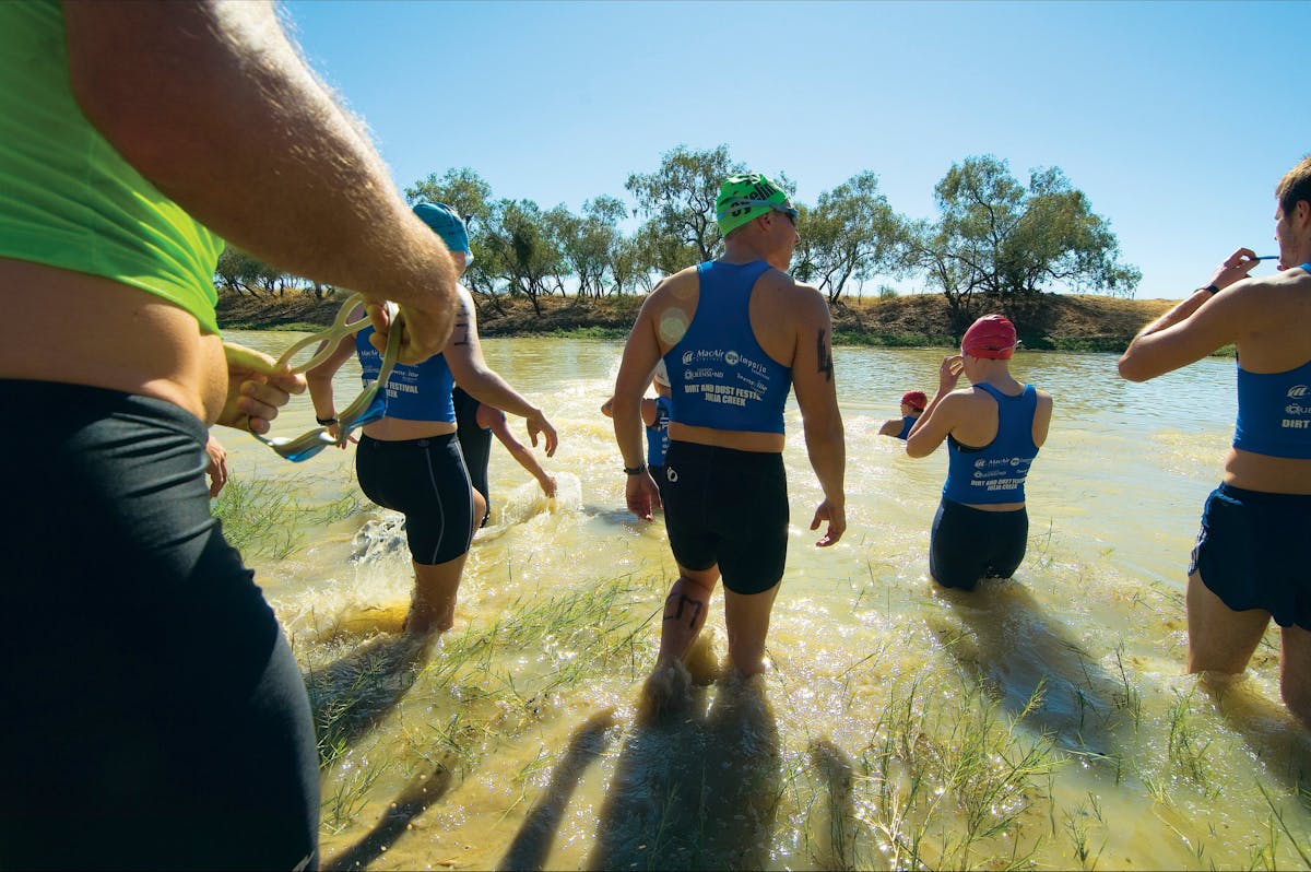 Swimming at the Julia Creek Dirt & Dust Festival Triathlon