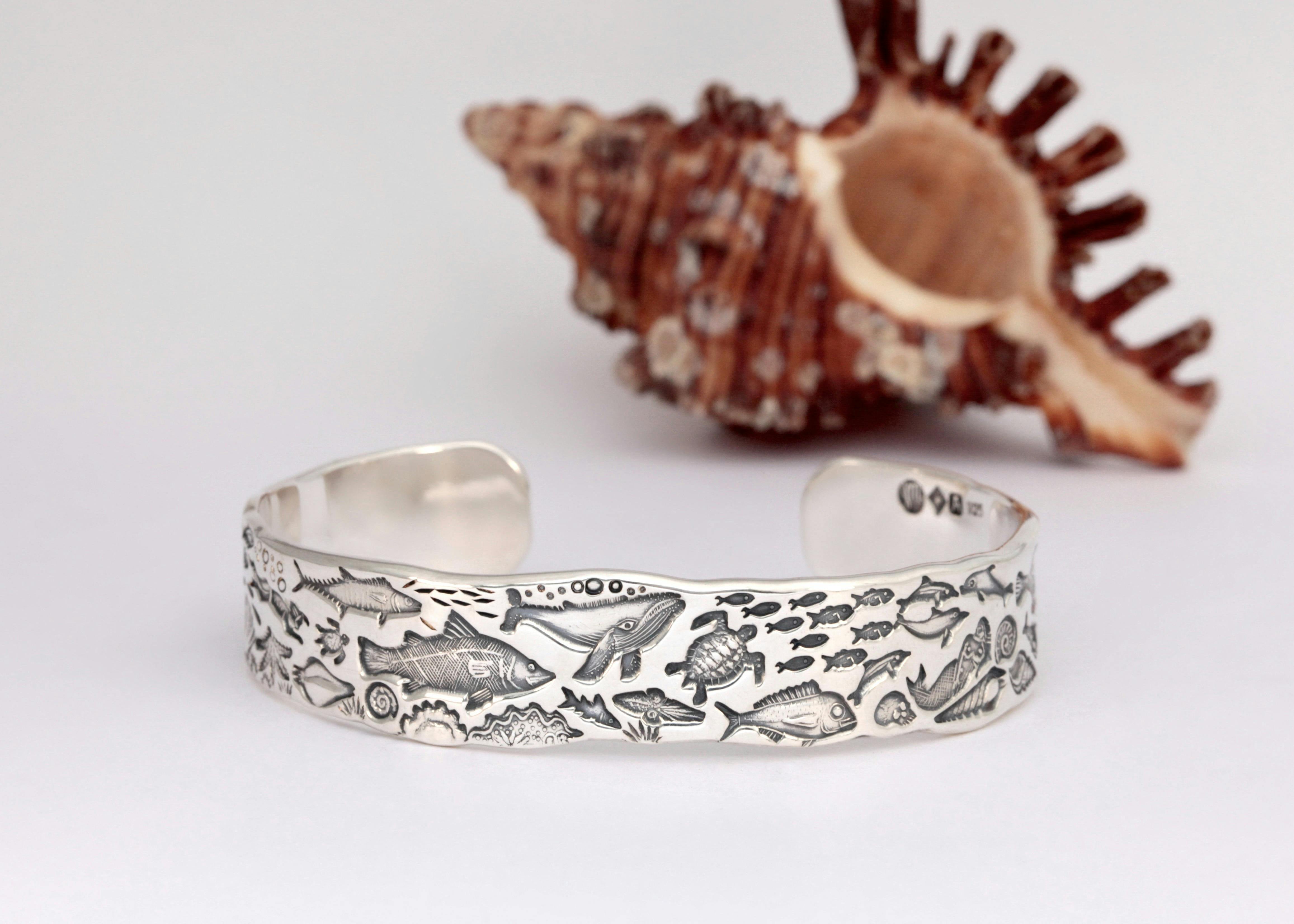 Handcrafted Ocean Design Cuff