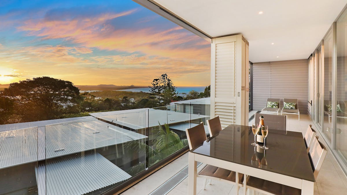 Enjoy views of ocean, river and mountains