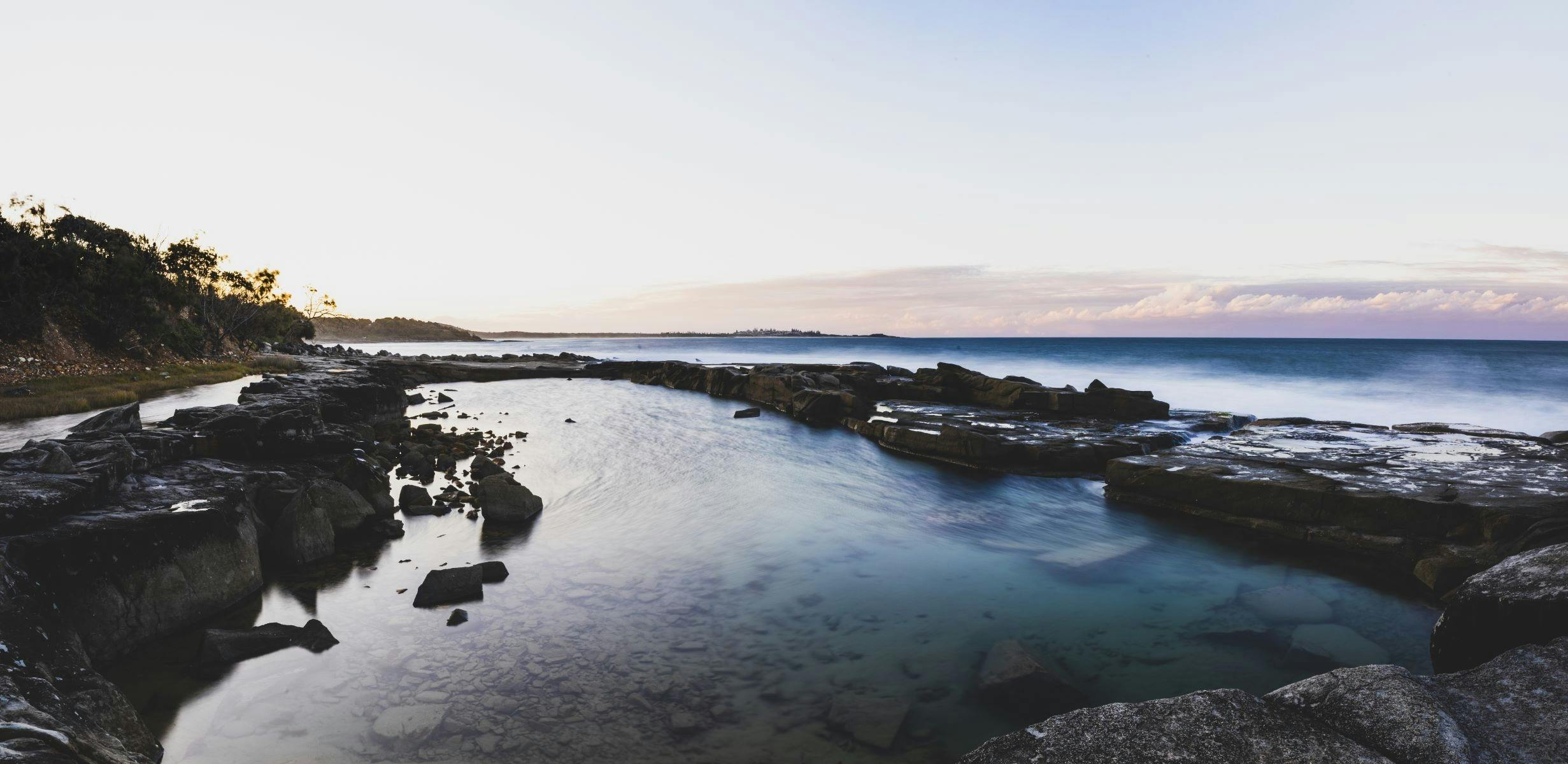 Scenic coastal views across Angourie Blue Pool.