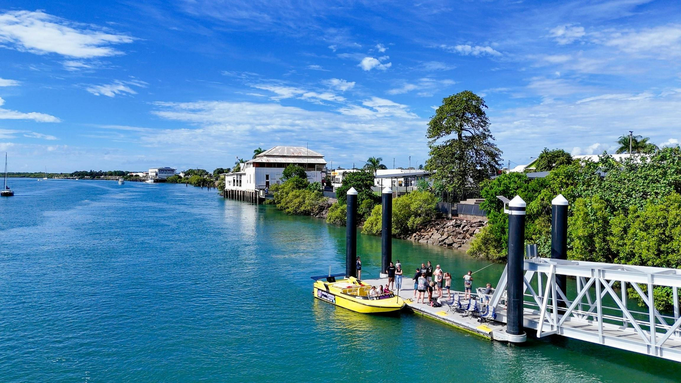 Aerial image of Purple Thunder Jet Boat on pontoon