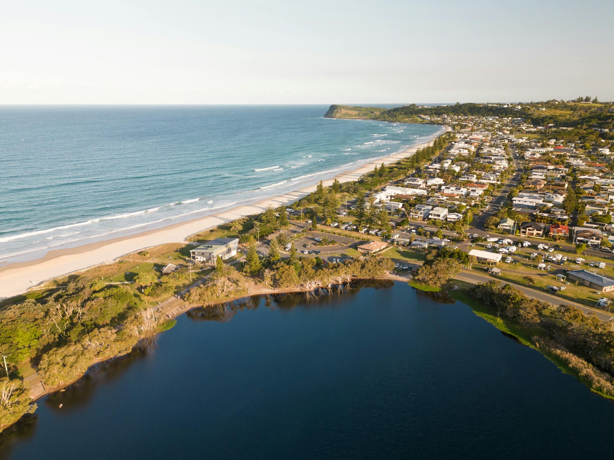 Aerial of Lennox Head and Seven Mile Beach