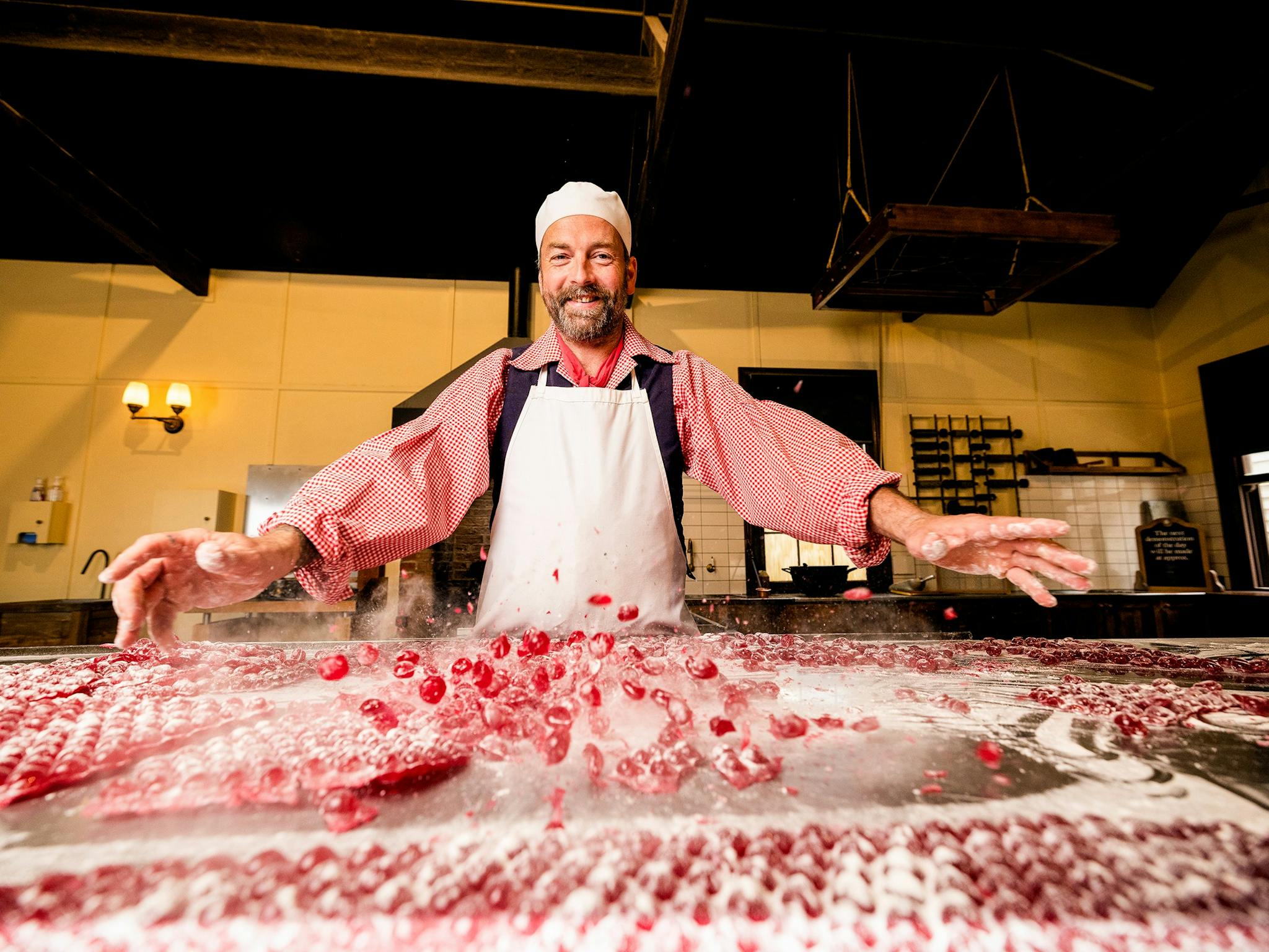 Sovereign Hill confectioner breaking Raspberry Drops