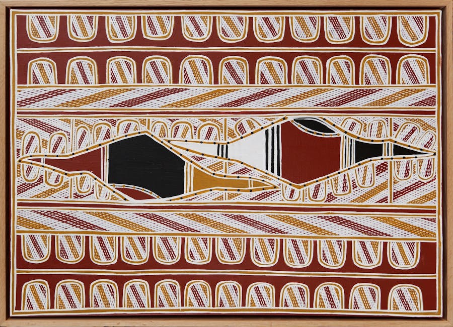 Aboriginal painting of a conch shell and oysters