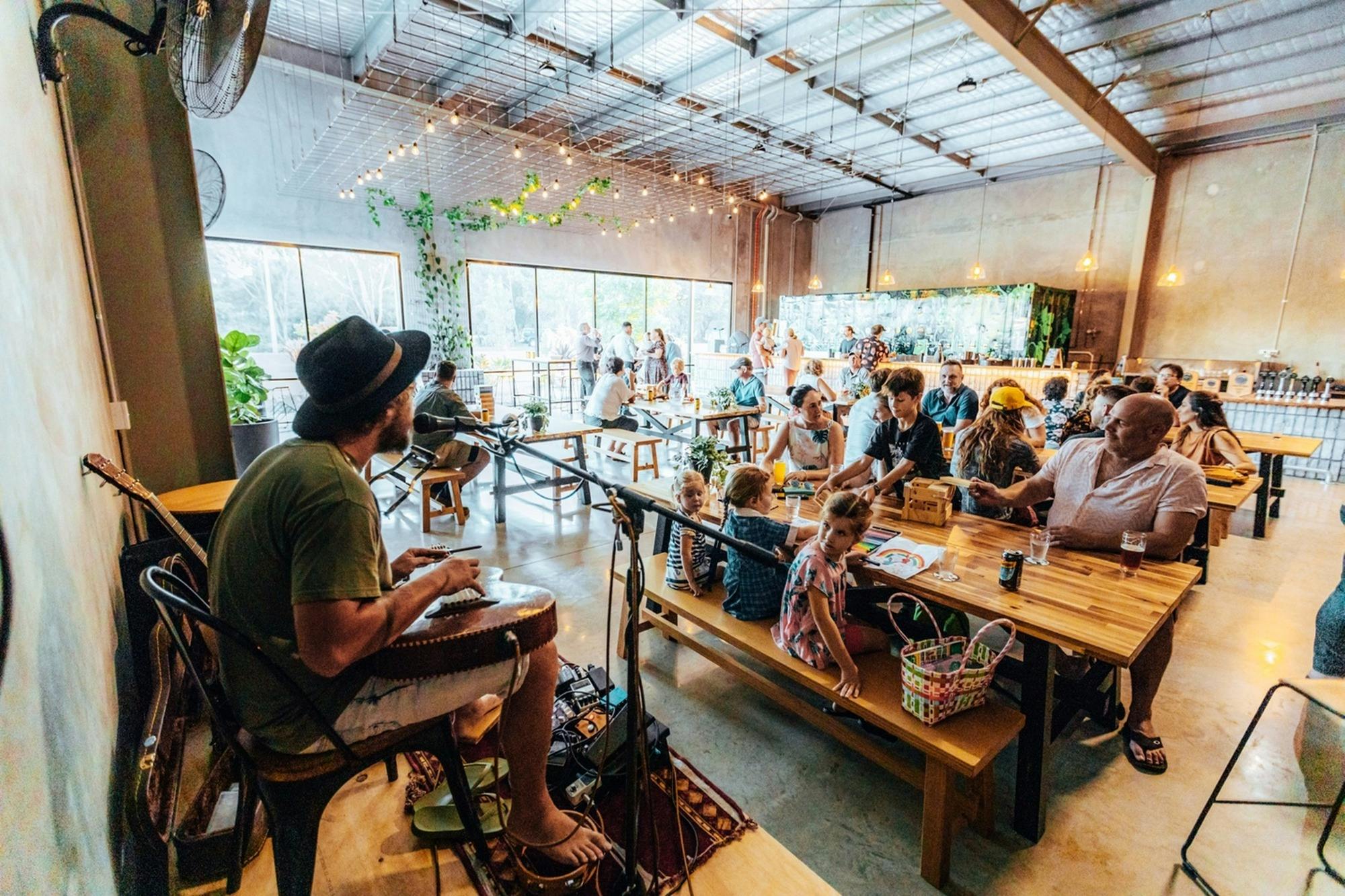 Local musicians perform every weekend at Moffat Beach Brewing Co Production House.