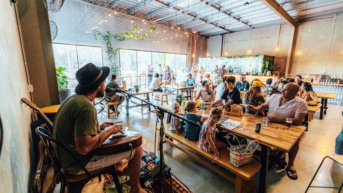 Local musicians perform every weekend at Moffat Beach Brewing Co Production House.