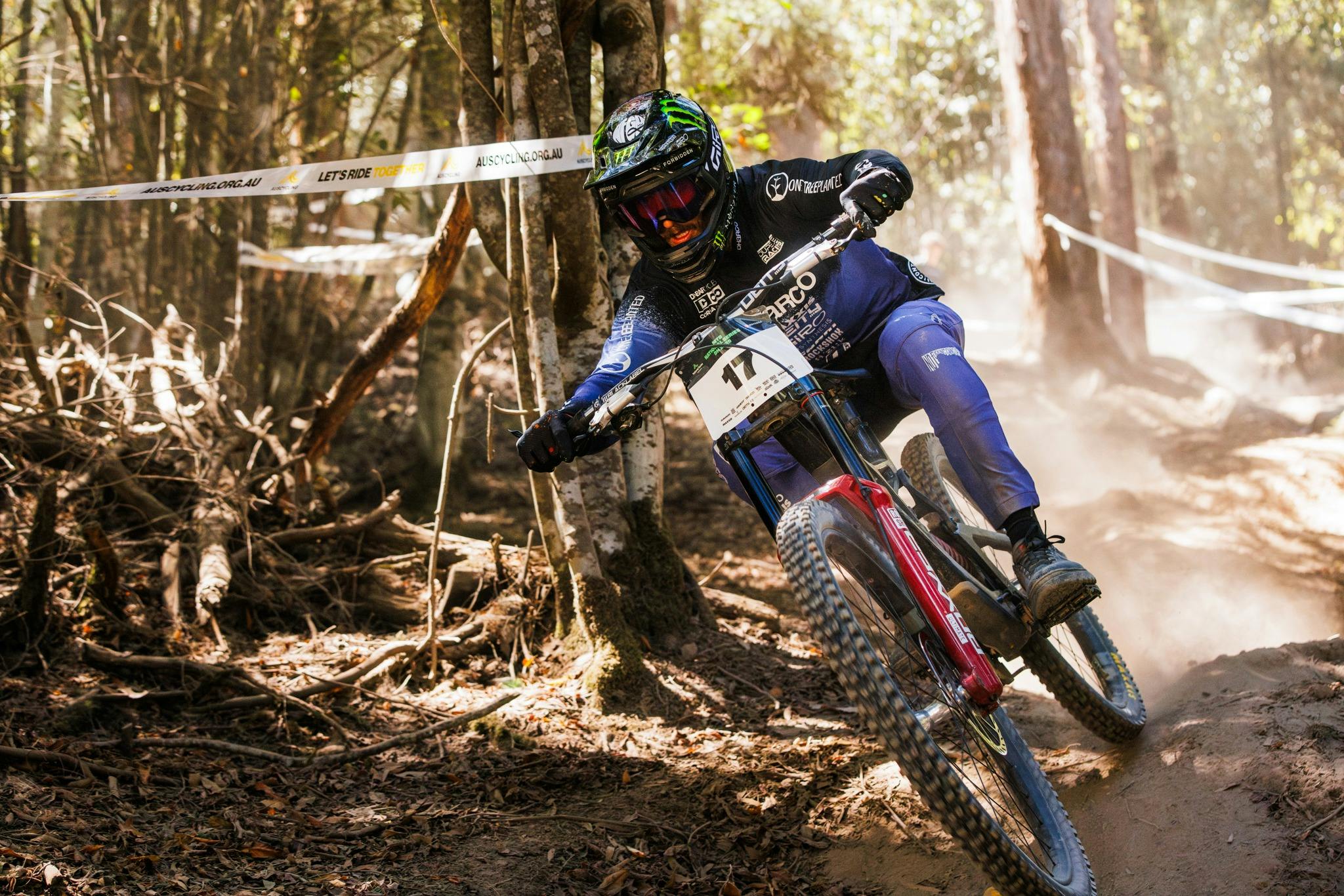 DH rider at race event in Maydena Bike Park Tasmania