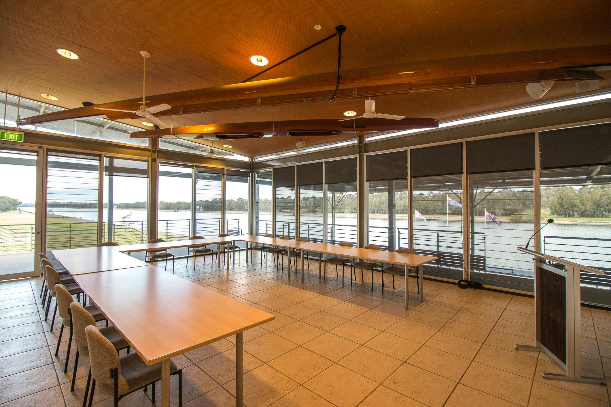 An interior shot of the Lakeside Restaurant.