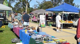 Stalls at the Cobram Lions Log Cabin Market