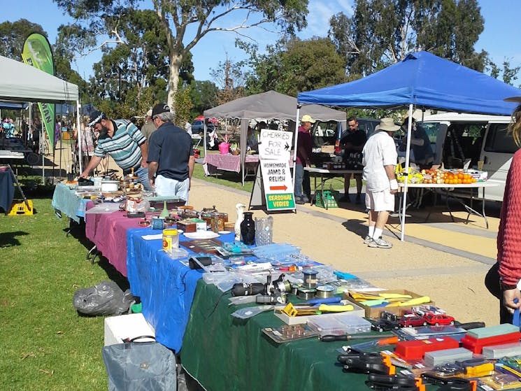 Stalls at the Cobram Lions Log Cabin Market