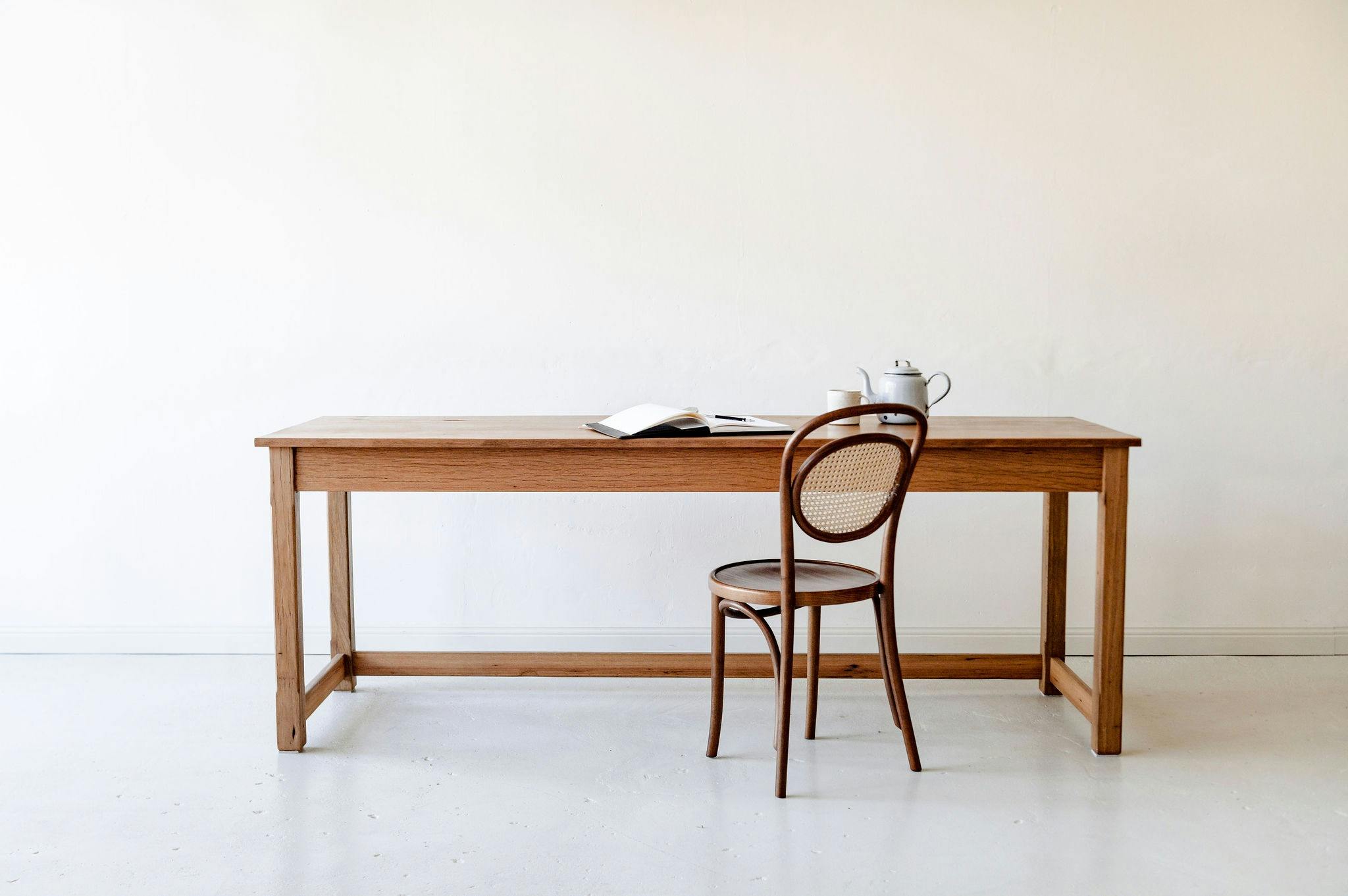 A reclaimed timber desk design that mixes old world charm with contemporary minimalism.