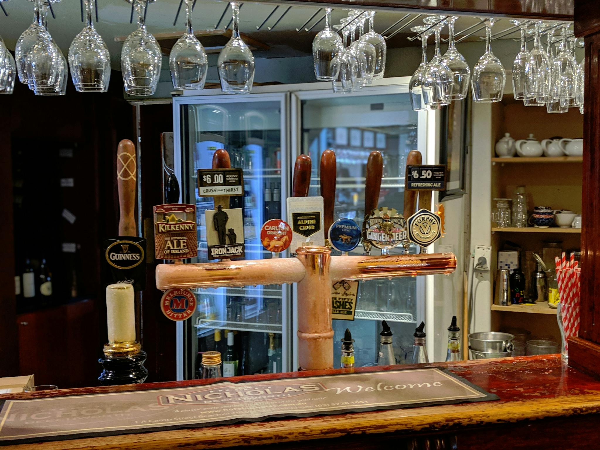 Assorted beers on tap