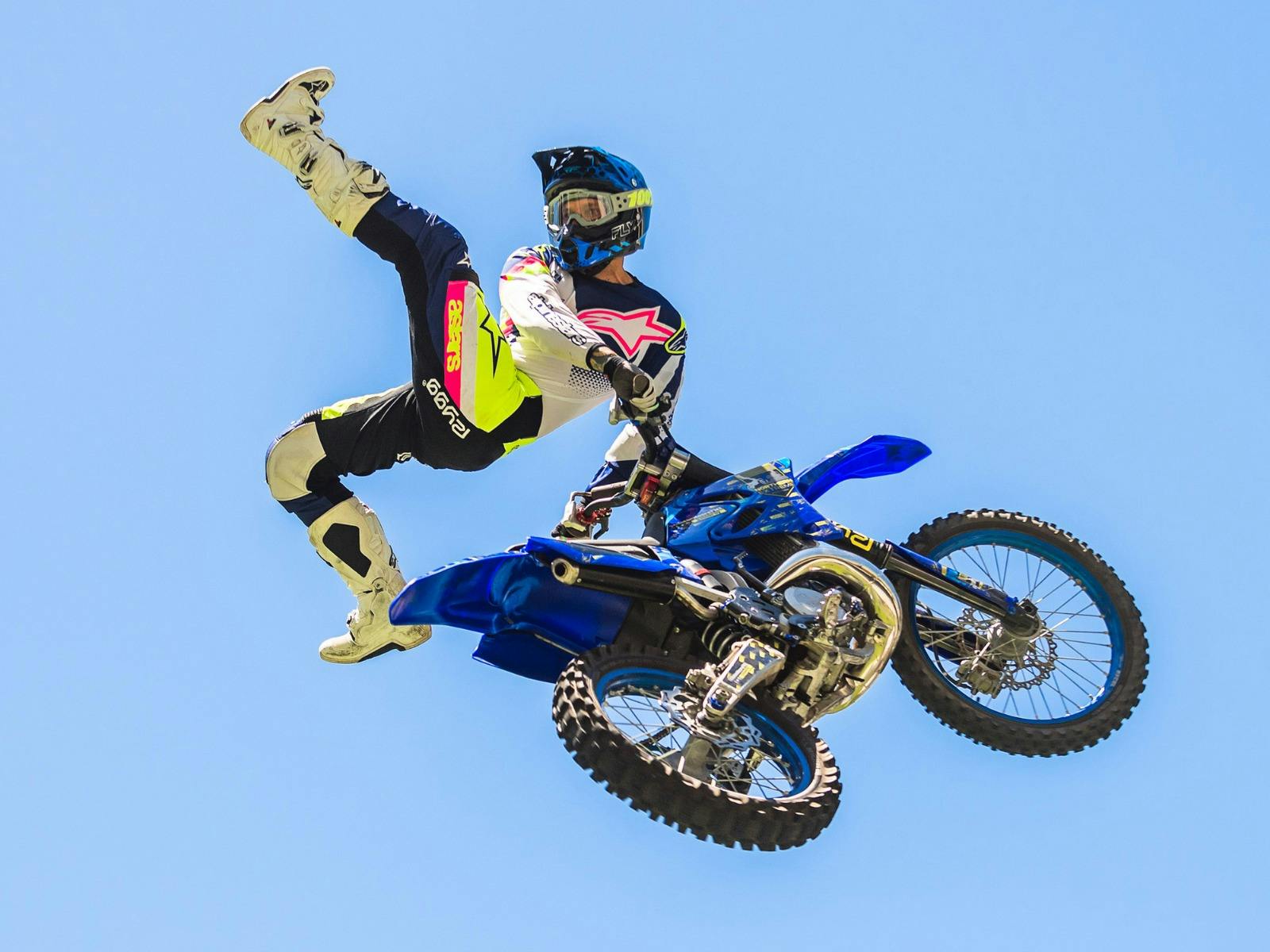 Rider in the air doing a stunt.