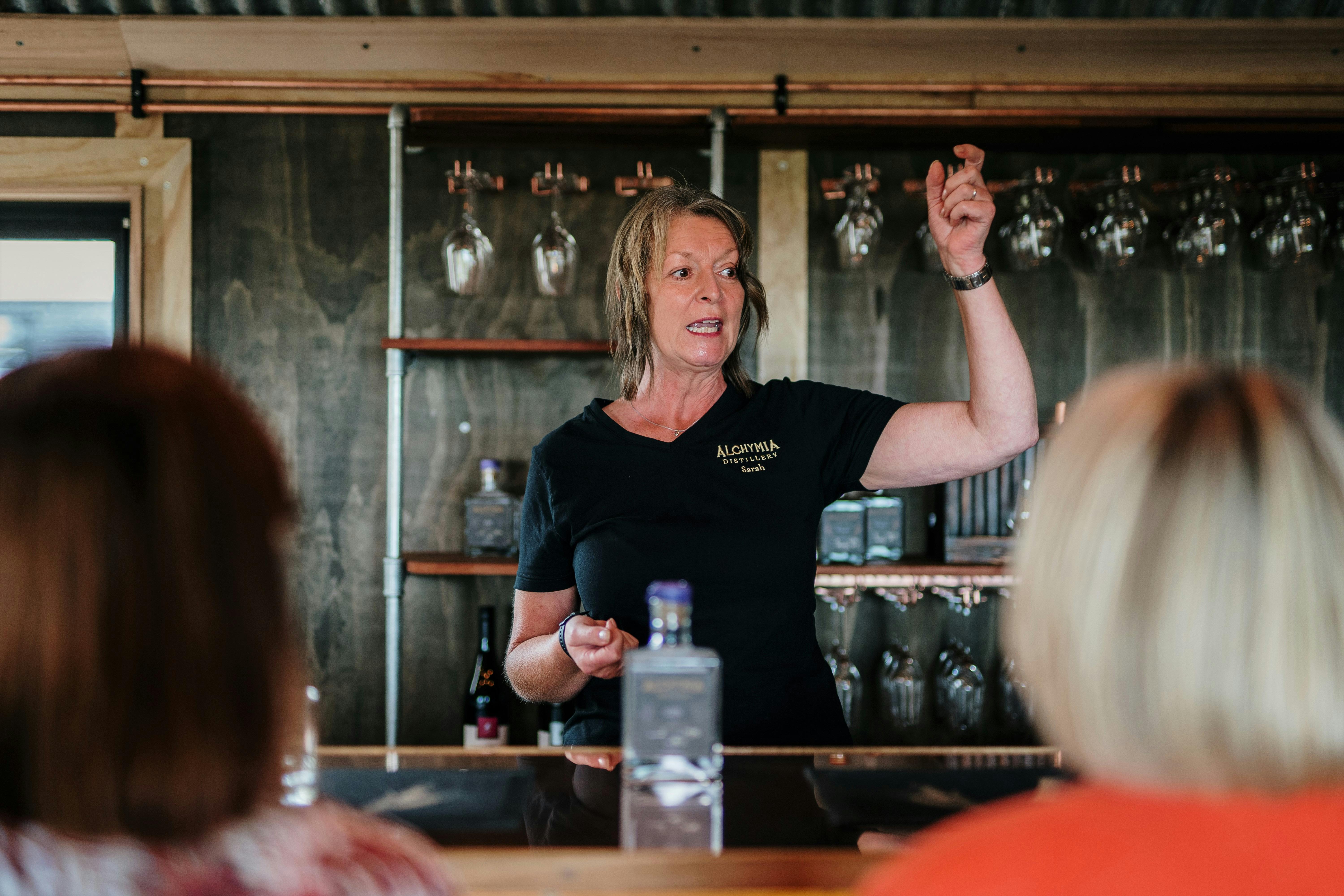 Enjoy a tasting of wither whisky, vodka or gin and listen to Sarah talk about tasting notes.