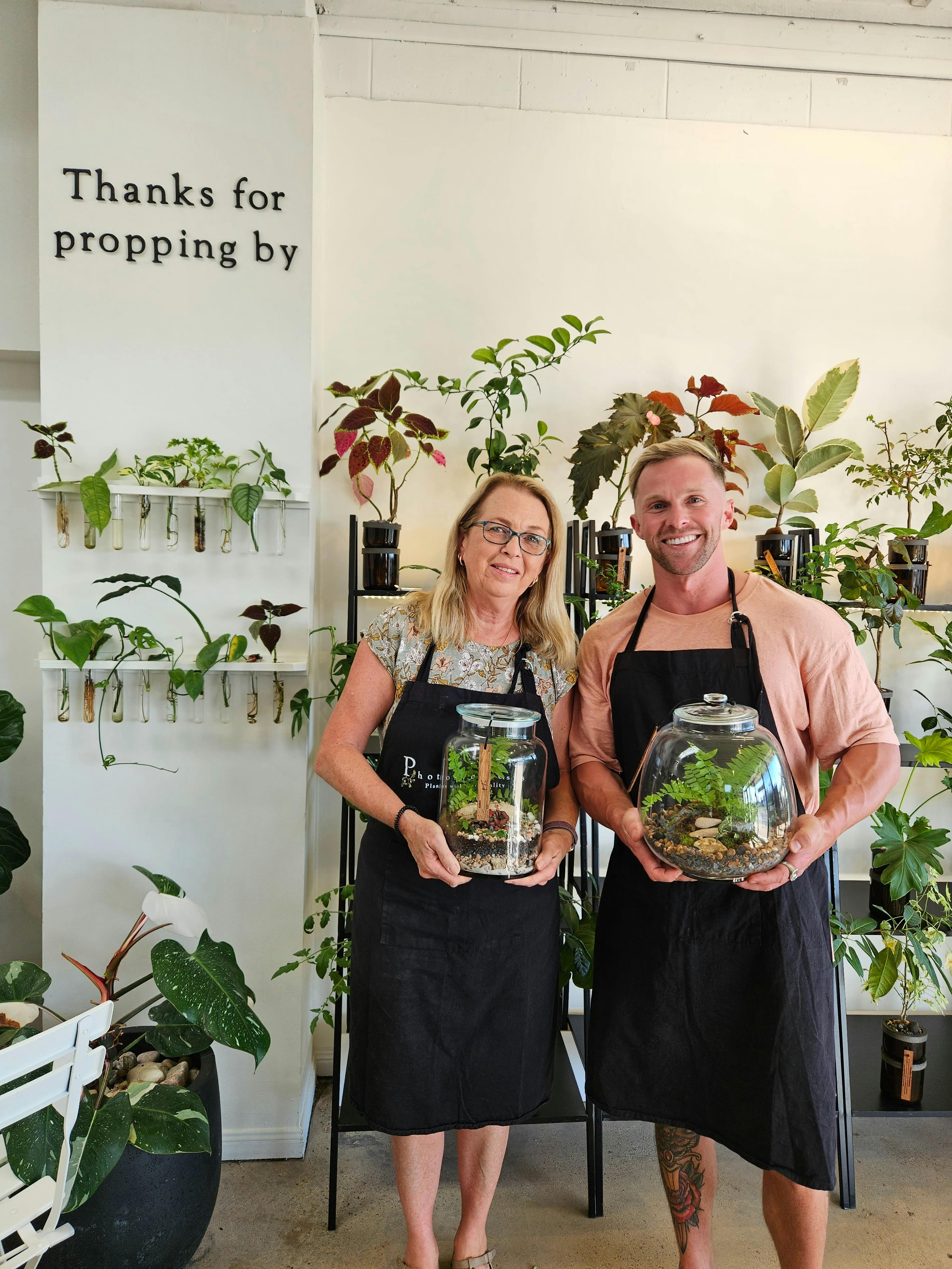 Terrarium workshop, closed ecosystem, indoor plants