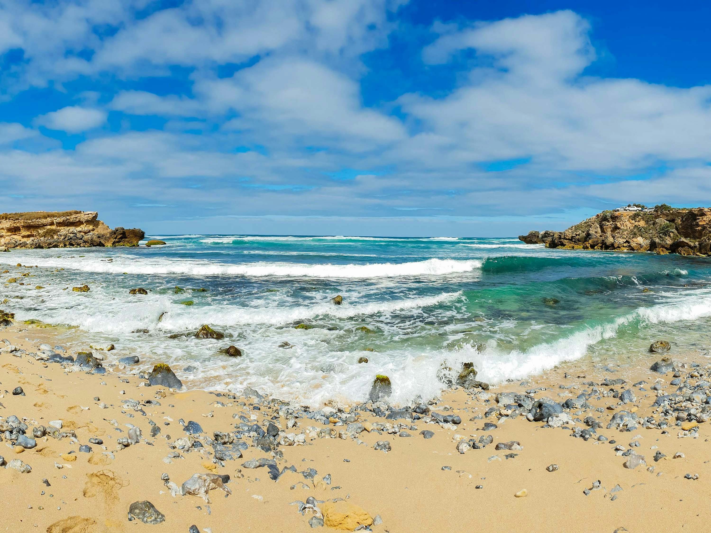 Bright blue sky over turquoise water at Shelley Beach Port MacDonnell
