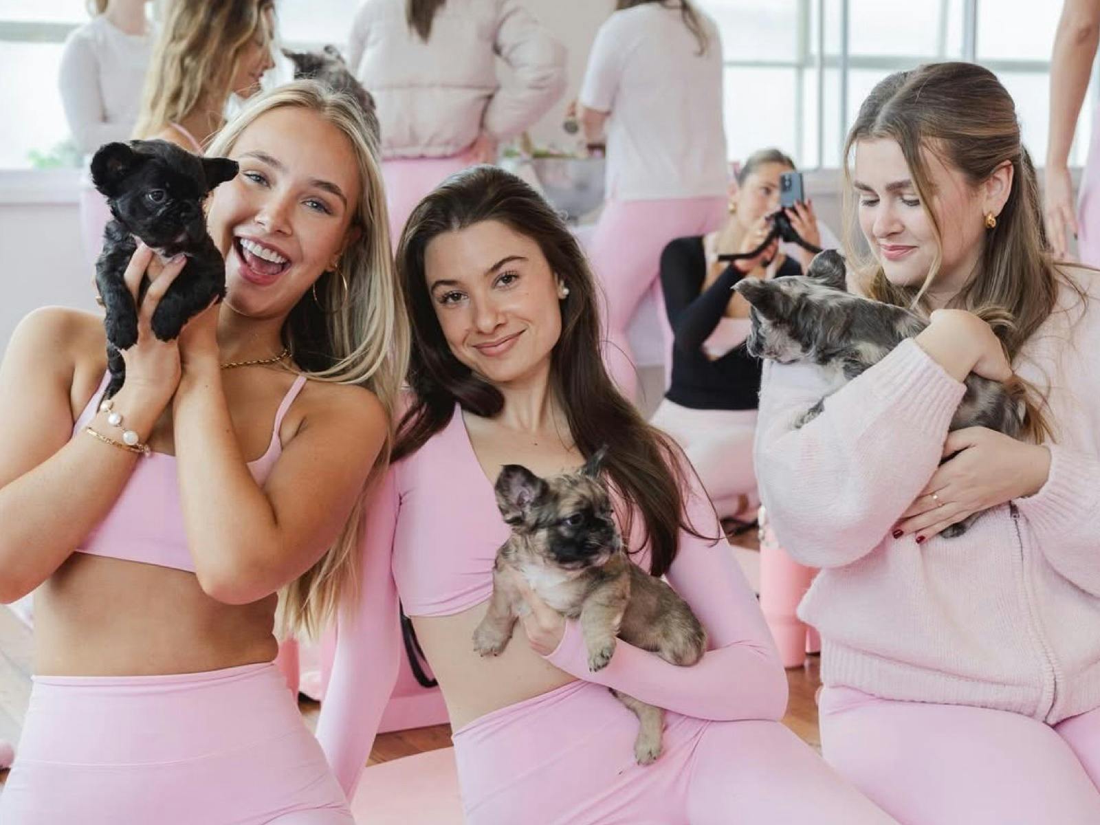 Girls birthday puppy yoga