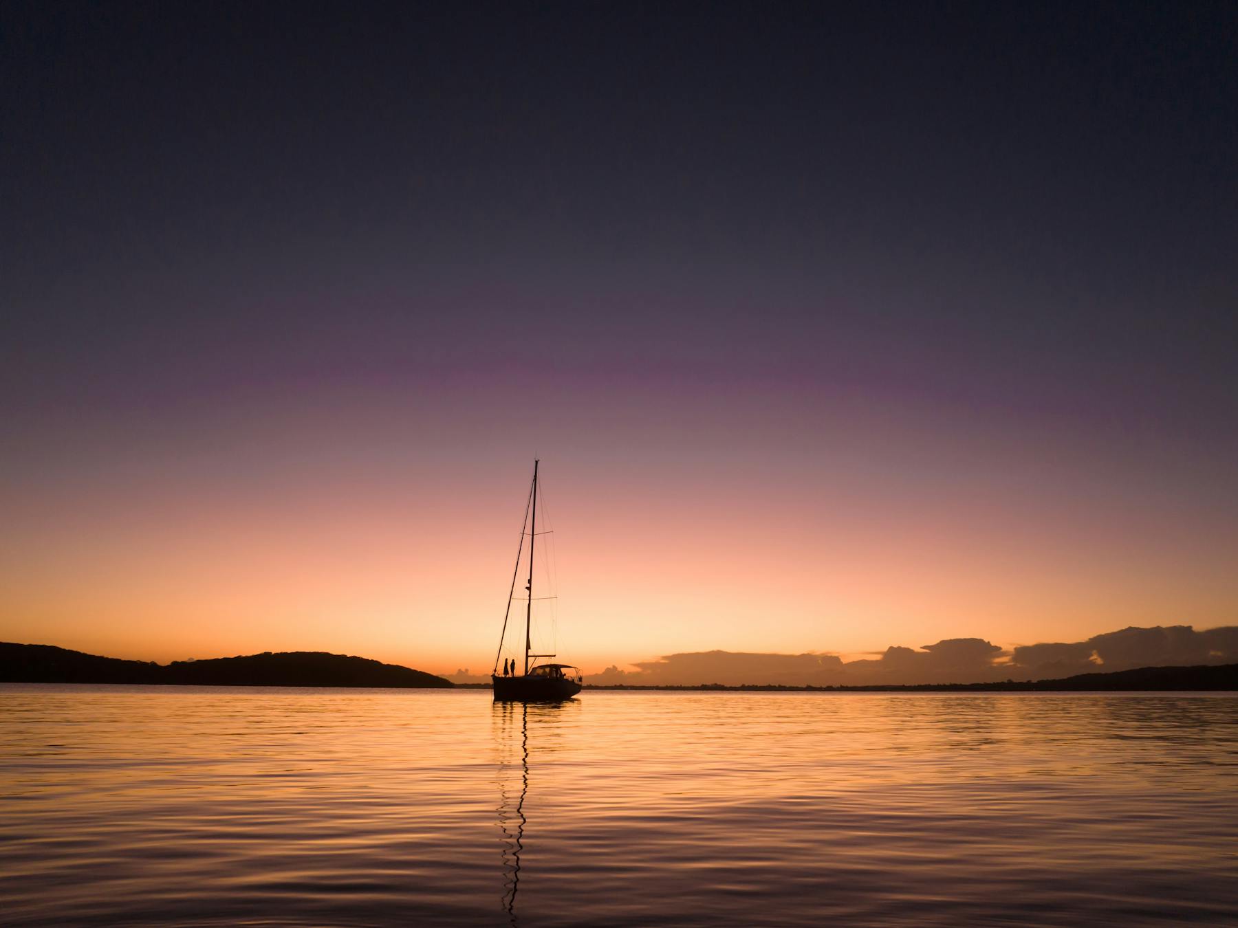 Beautiful Sunset with Sail Lake Macquarie