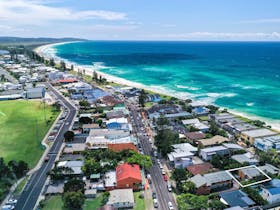 Tingum - Lennox Head - Aerial of Downtown Lennox with Outline