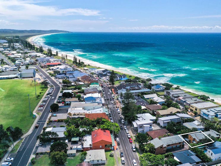 Tingum - Lennox Head - Aerial of Downtown Lennox with Outline