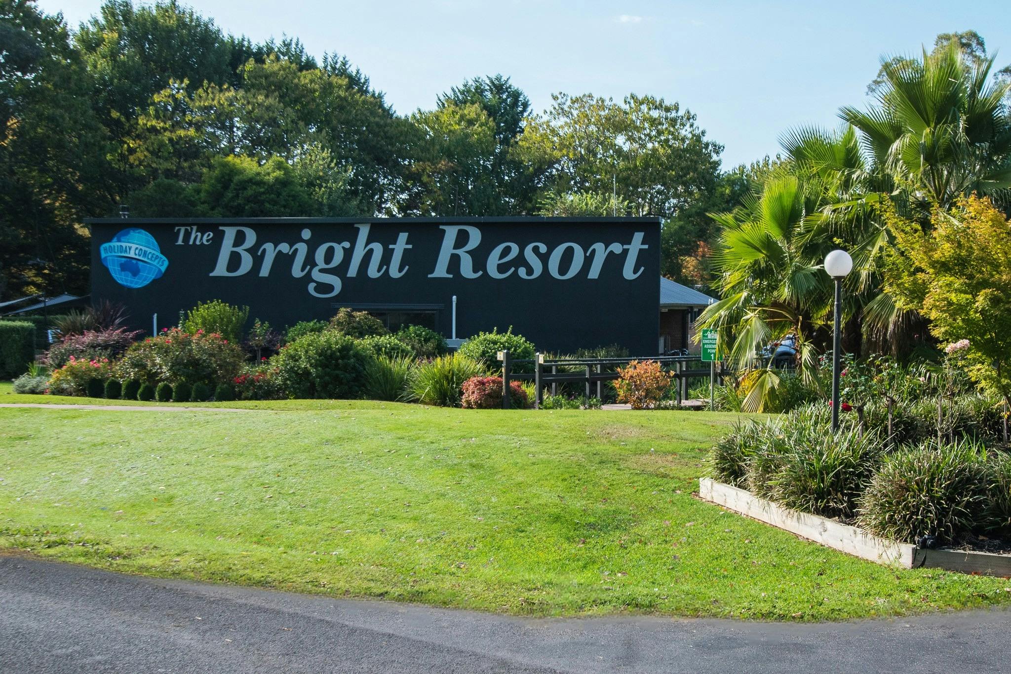 A front view of the resort