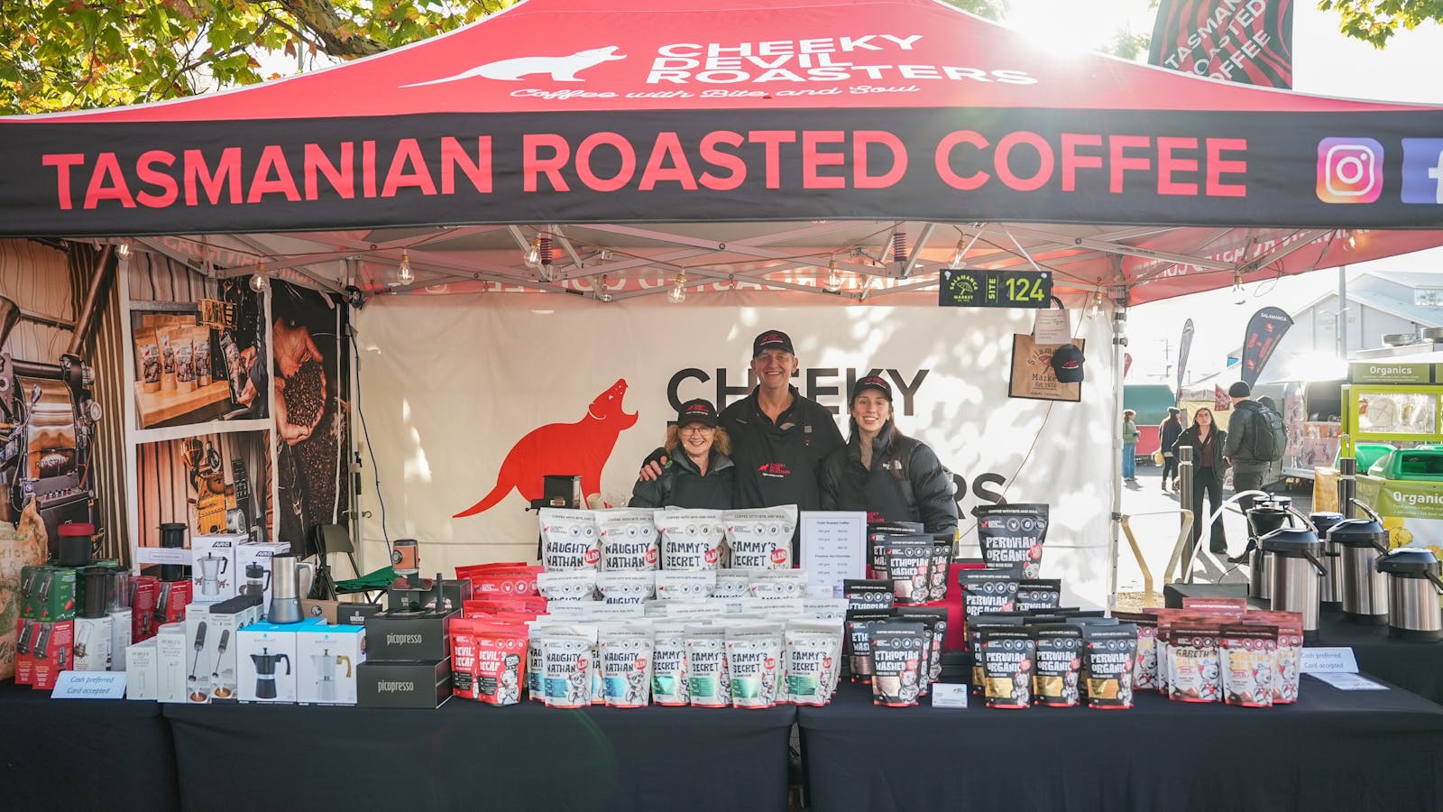 Cheeky Devil Coffee Roasters at Salamanca Market in Hobart.