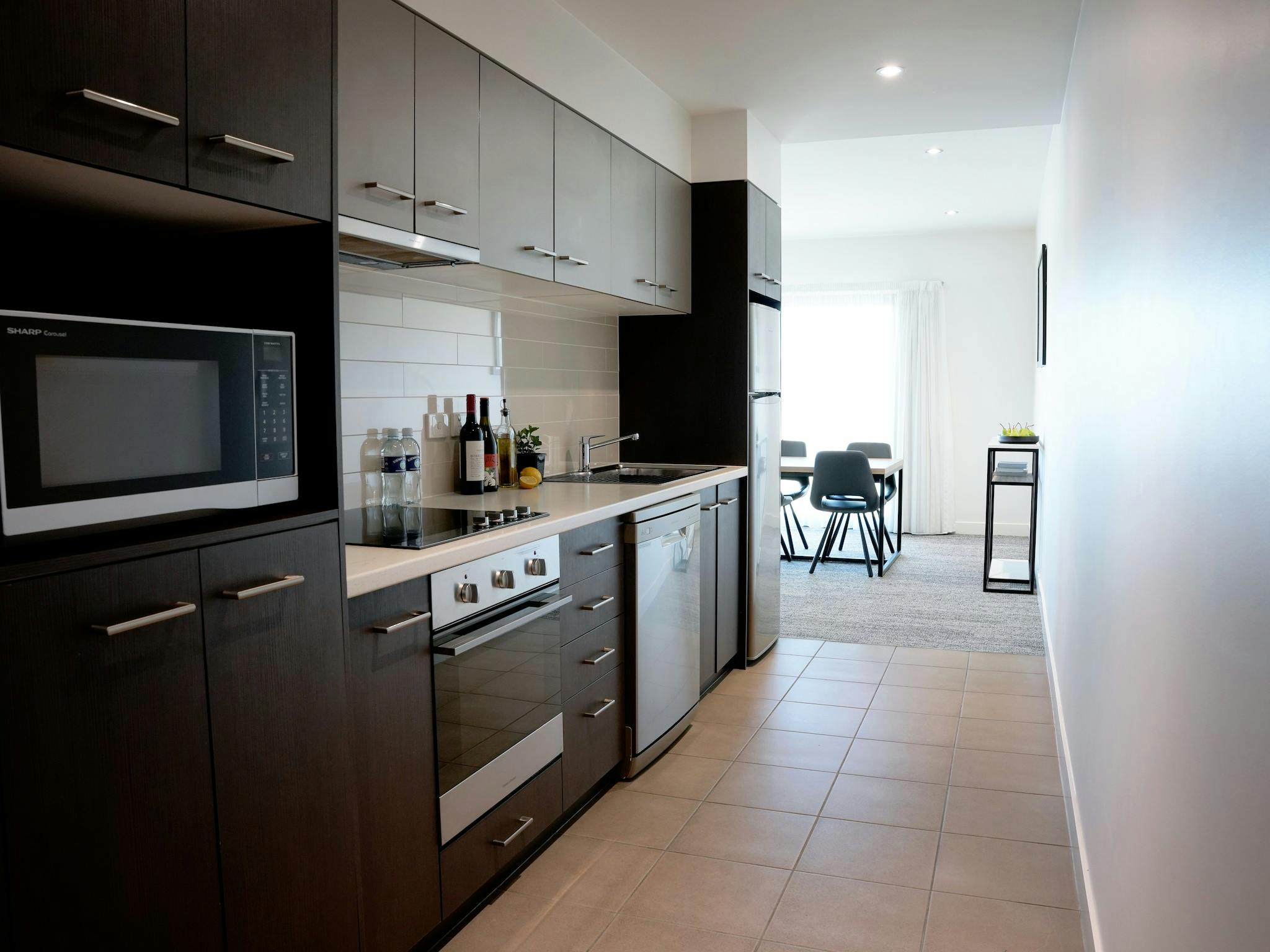 A shot of our fully-equipped apartment kitchens, from all apartment types except Studios