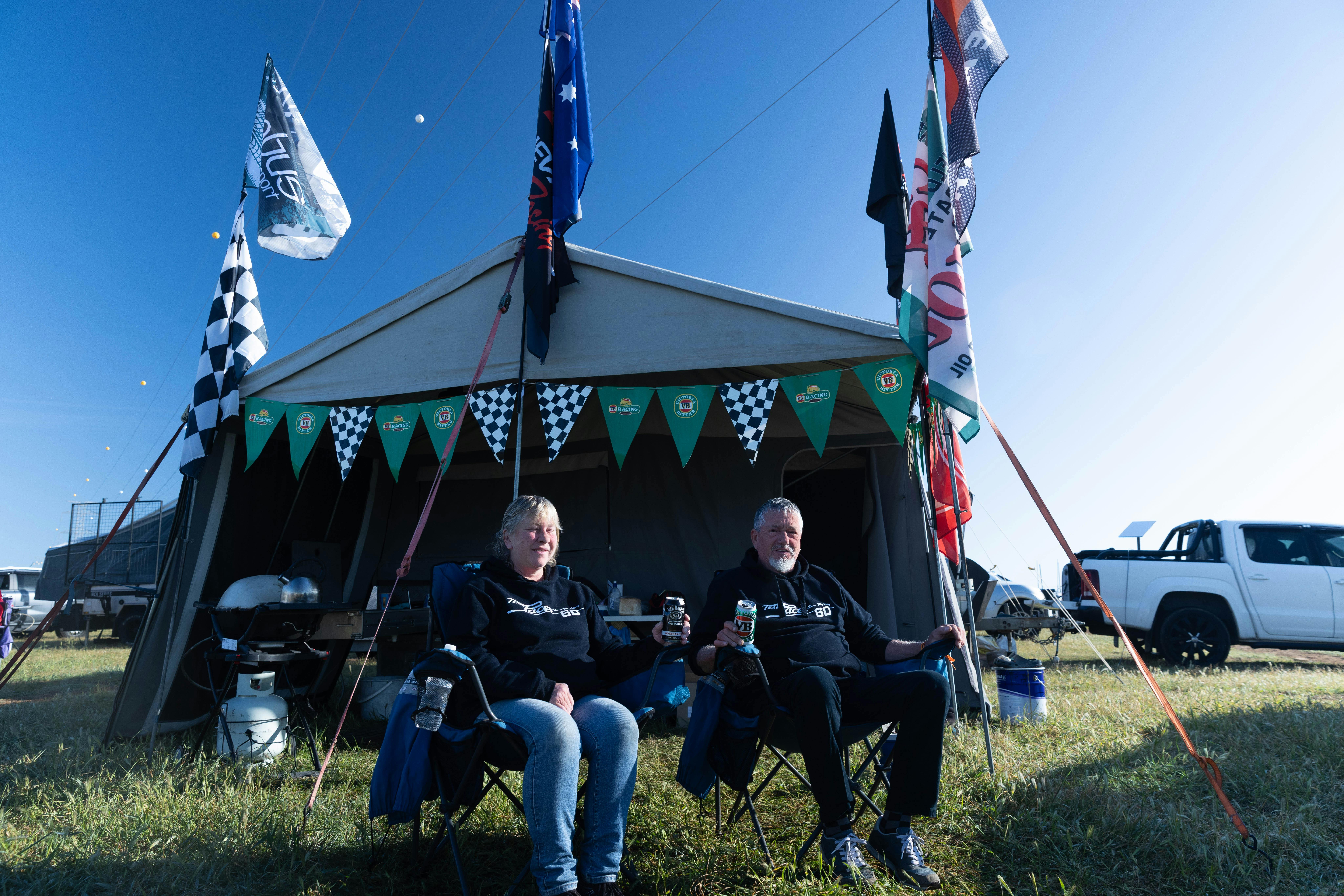 Trackside camping at the Supercars Enduro