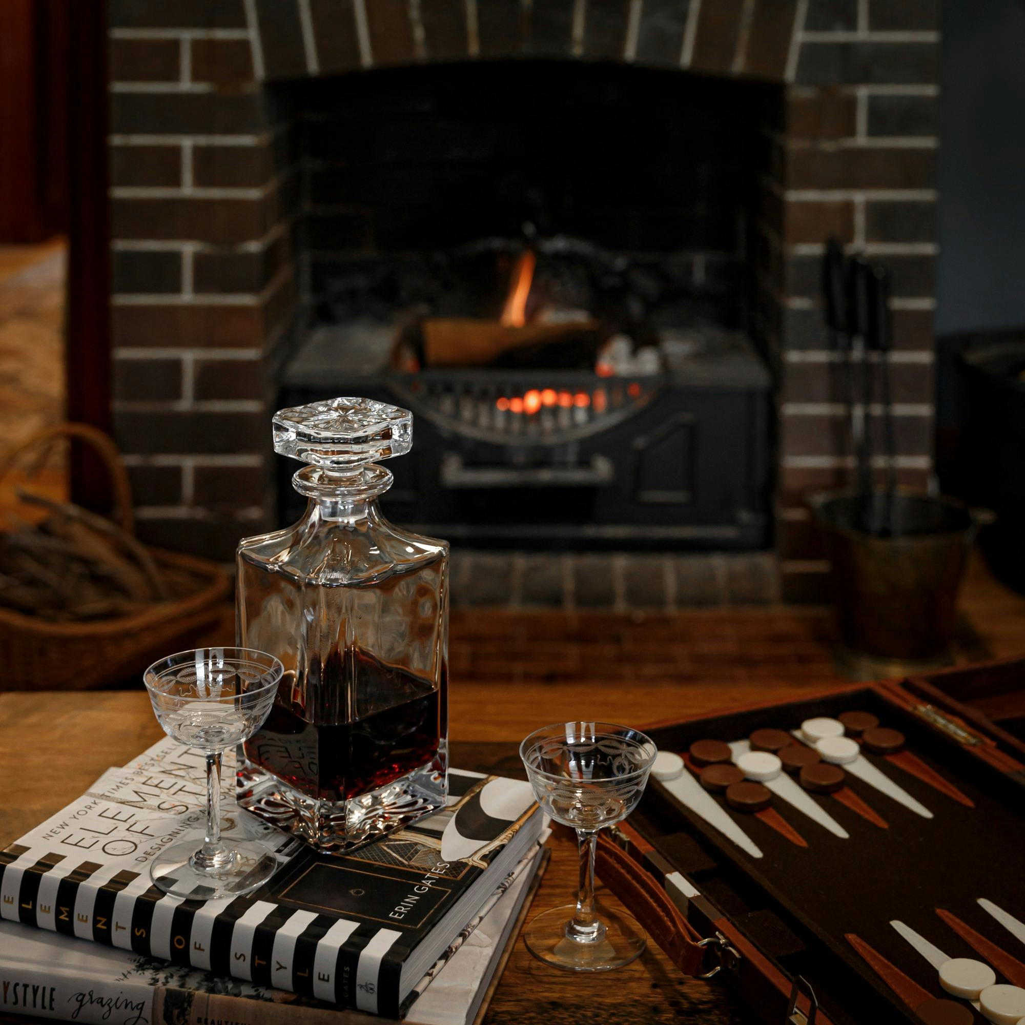 Relax with a fireplace in the cold of winter and complementary port