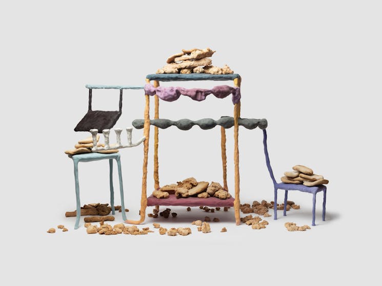 Colourful sculpture made from dough