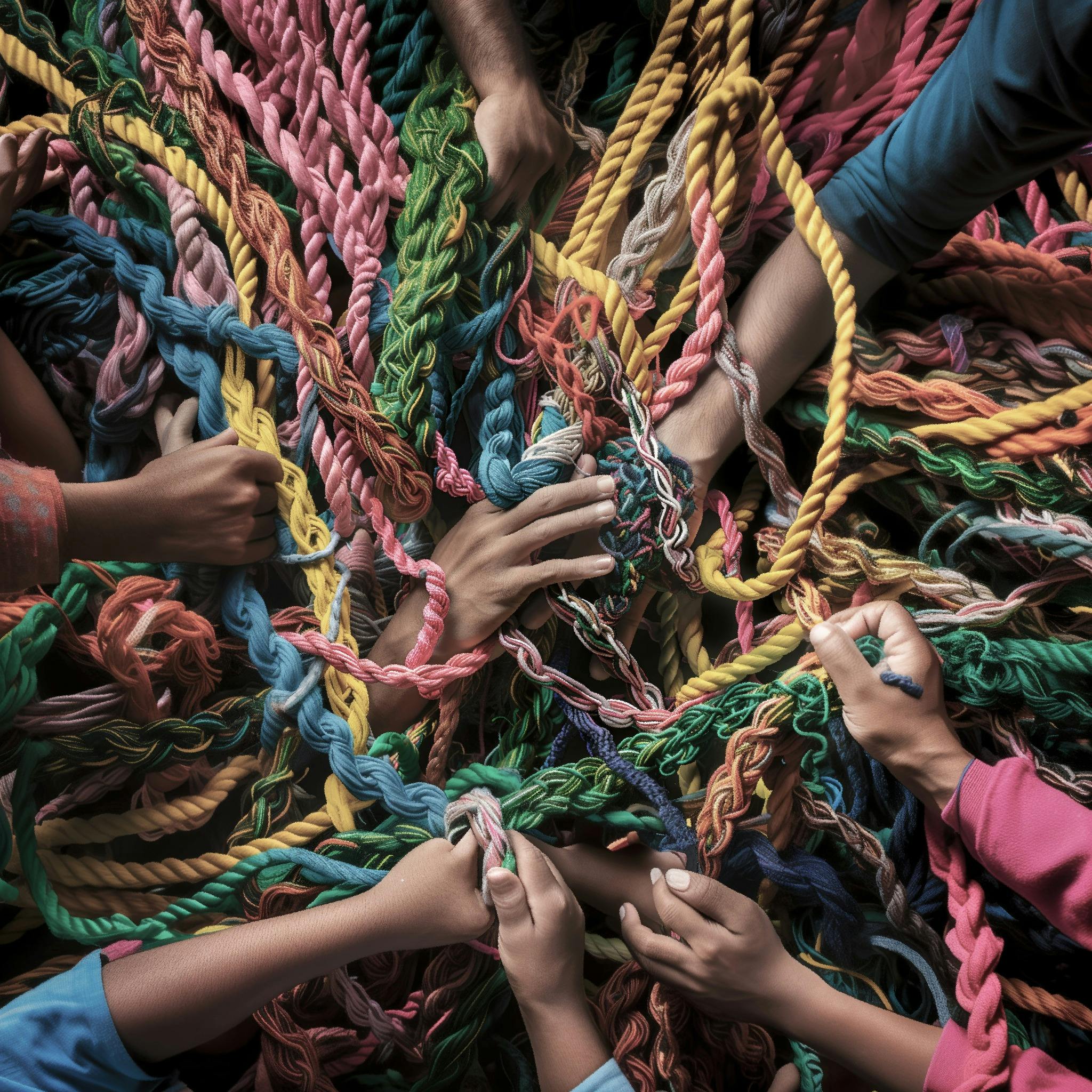 Home Bound Hero Image - hands intertwined in different types of rope