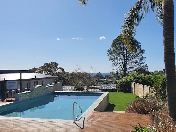 Pool, view and grass area