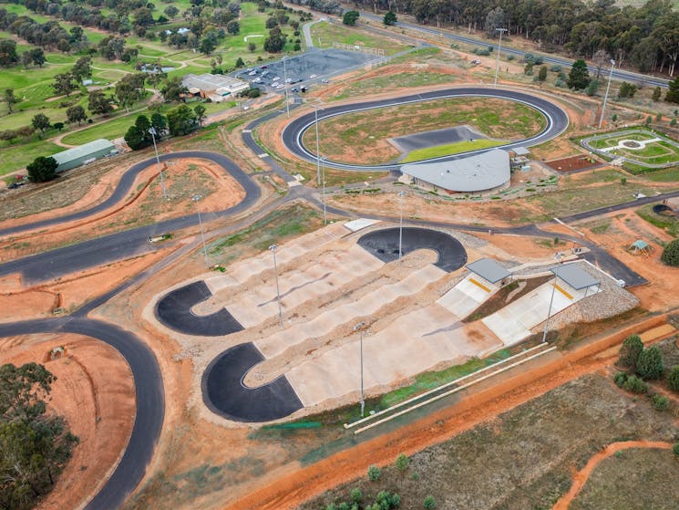 Drone shot of the Multisport Cycling Complex