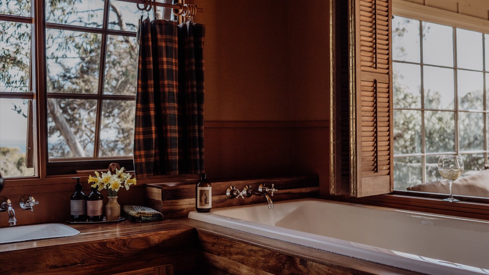 Soak your cares away in this deep bath with a view