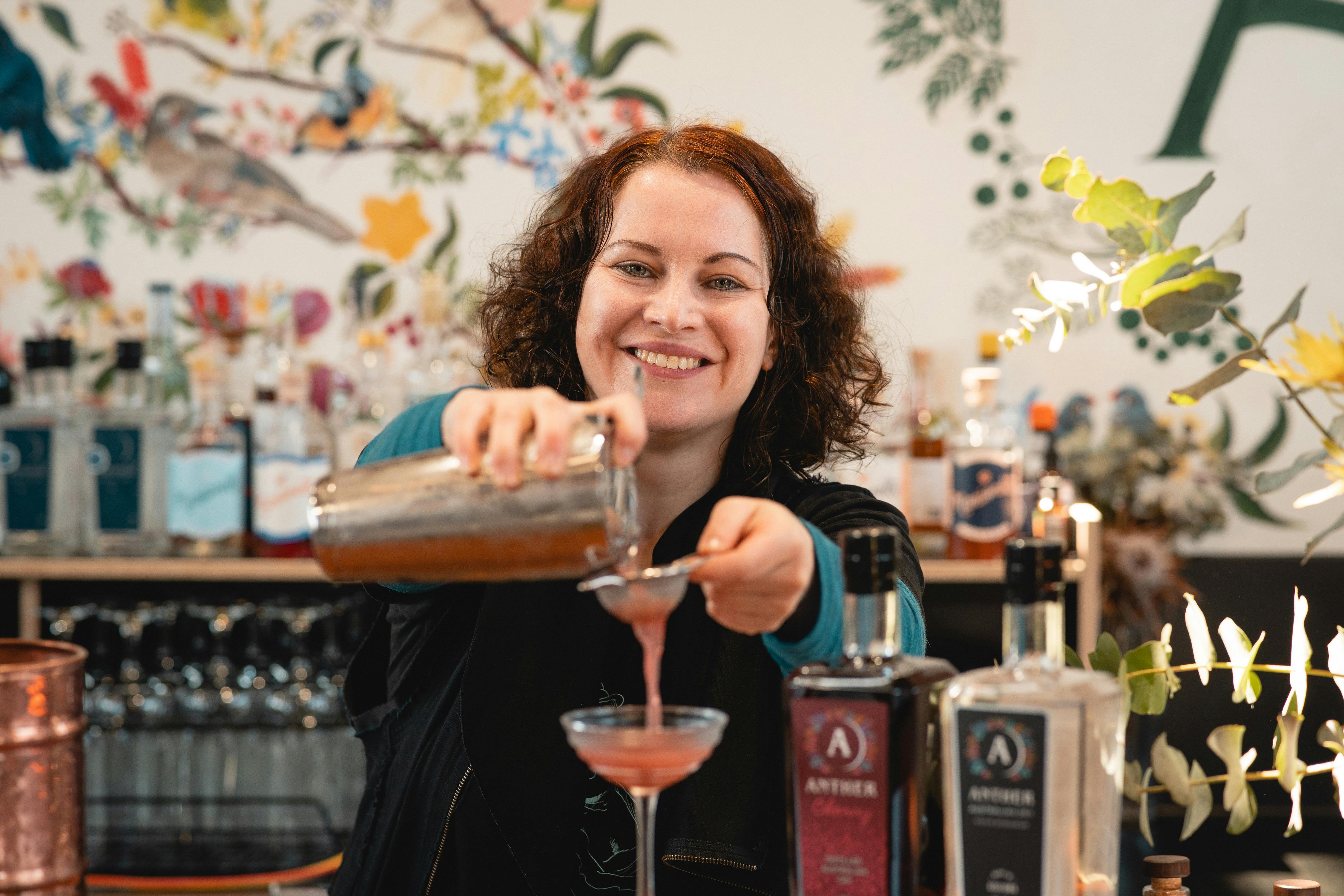 Cocktails made by Anther Distillery bartender making cocktails