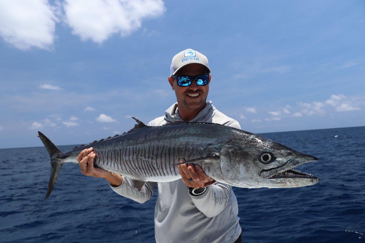 A nice Spanish Mackerel landed while throwing a surface lure makes for an exiting surface bite!