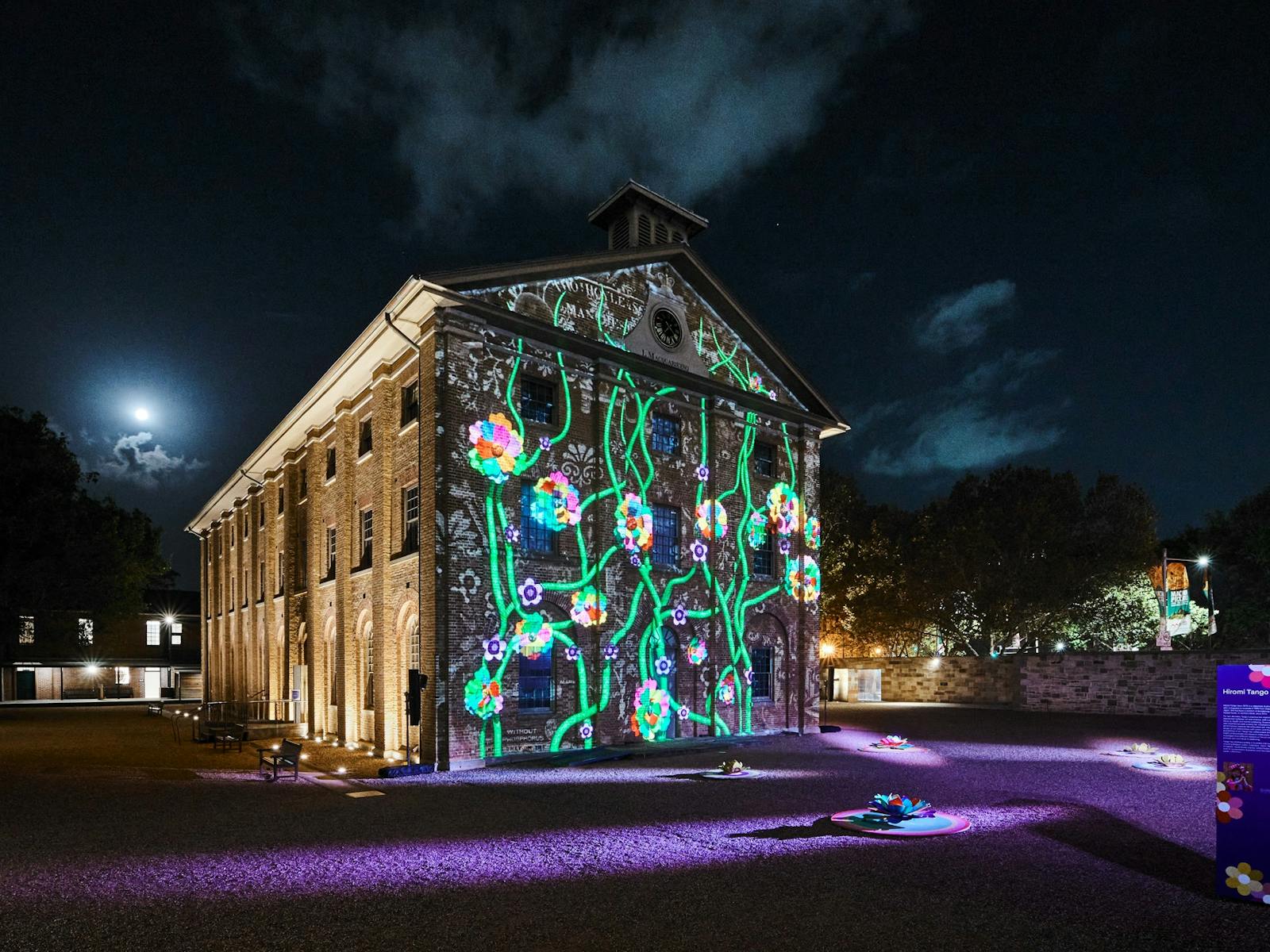 'Hope' by Hiromi Tango projected onto the facade of the Hyde Park Barracks