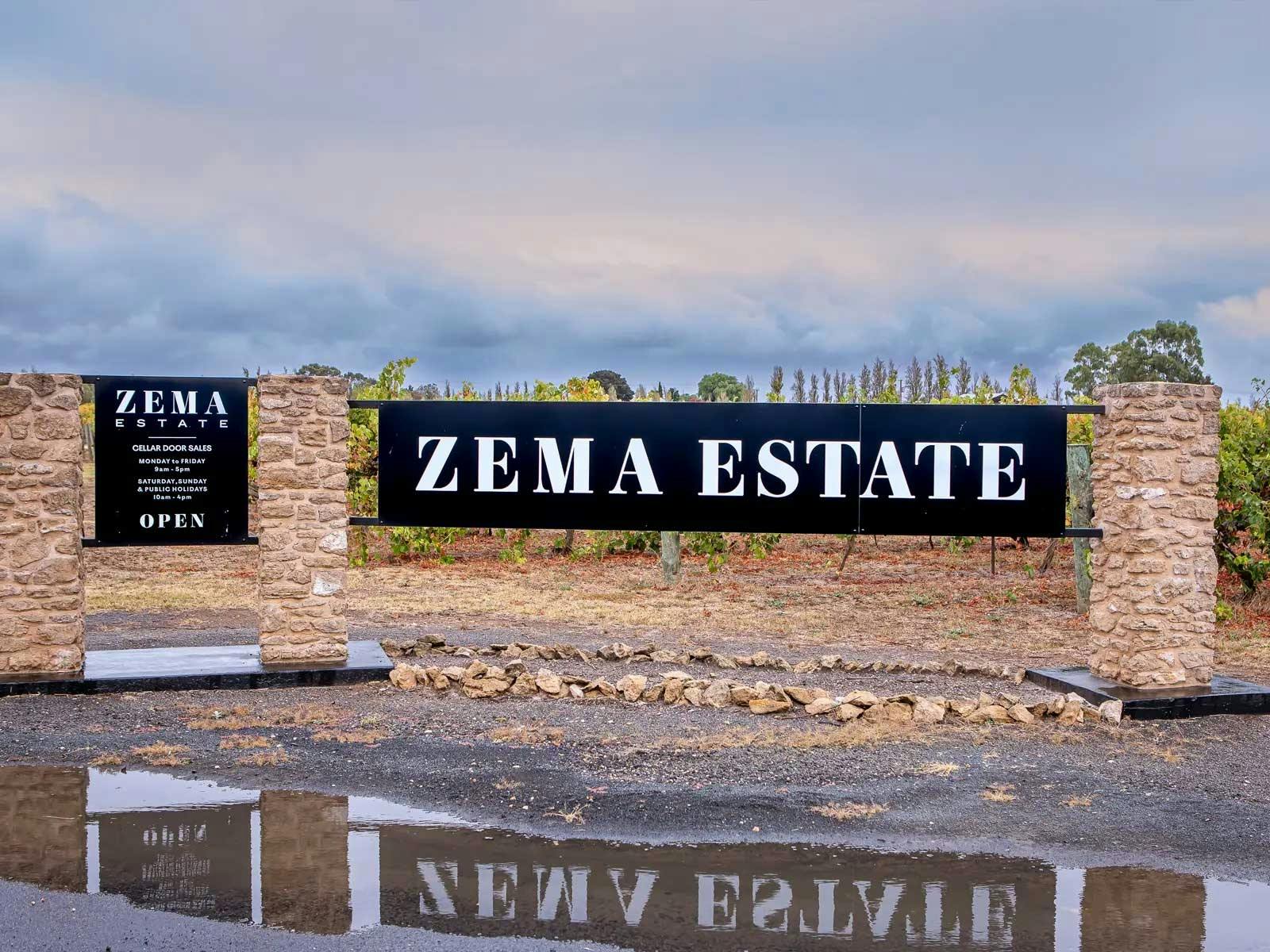 front sign of Zema estate entrance