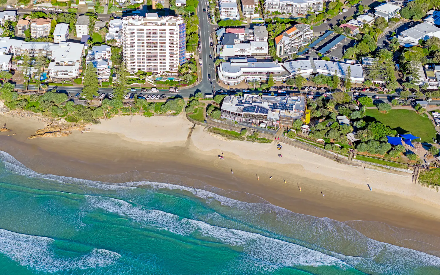 Drone image of Coolum Beach Resort