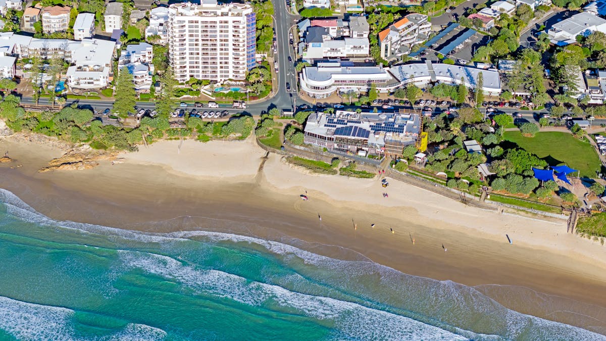 Drone image of Coolum Beach Resort