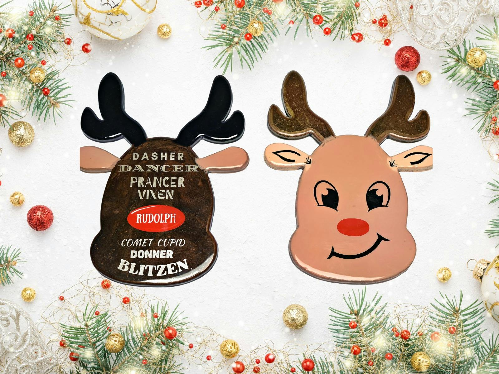 Resin reindeer faces