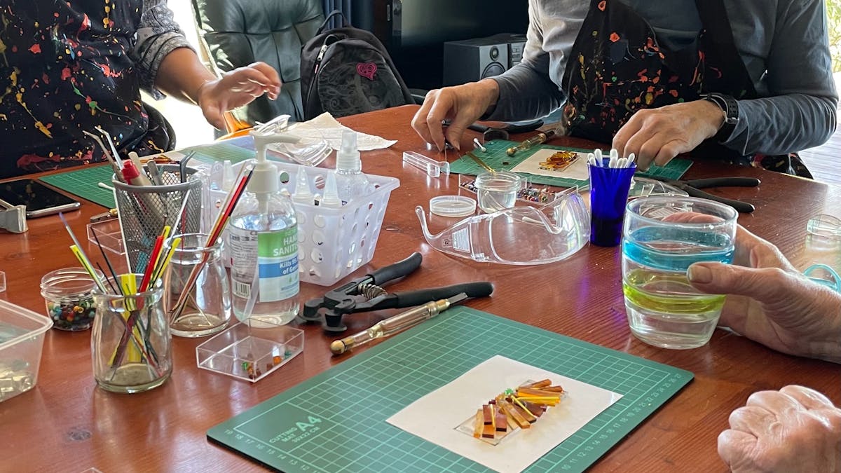 Fused glass Suncatcher workshop at Sandybeach studio.