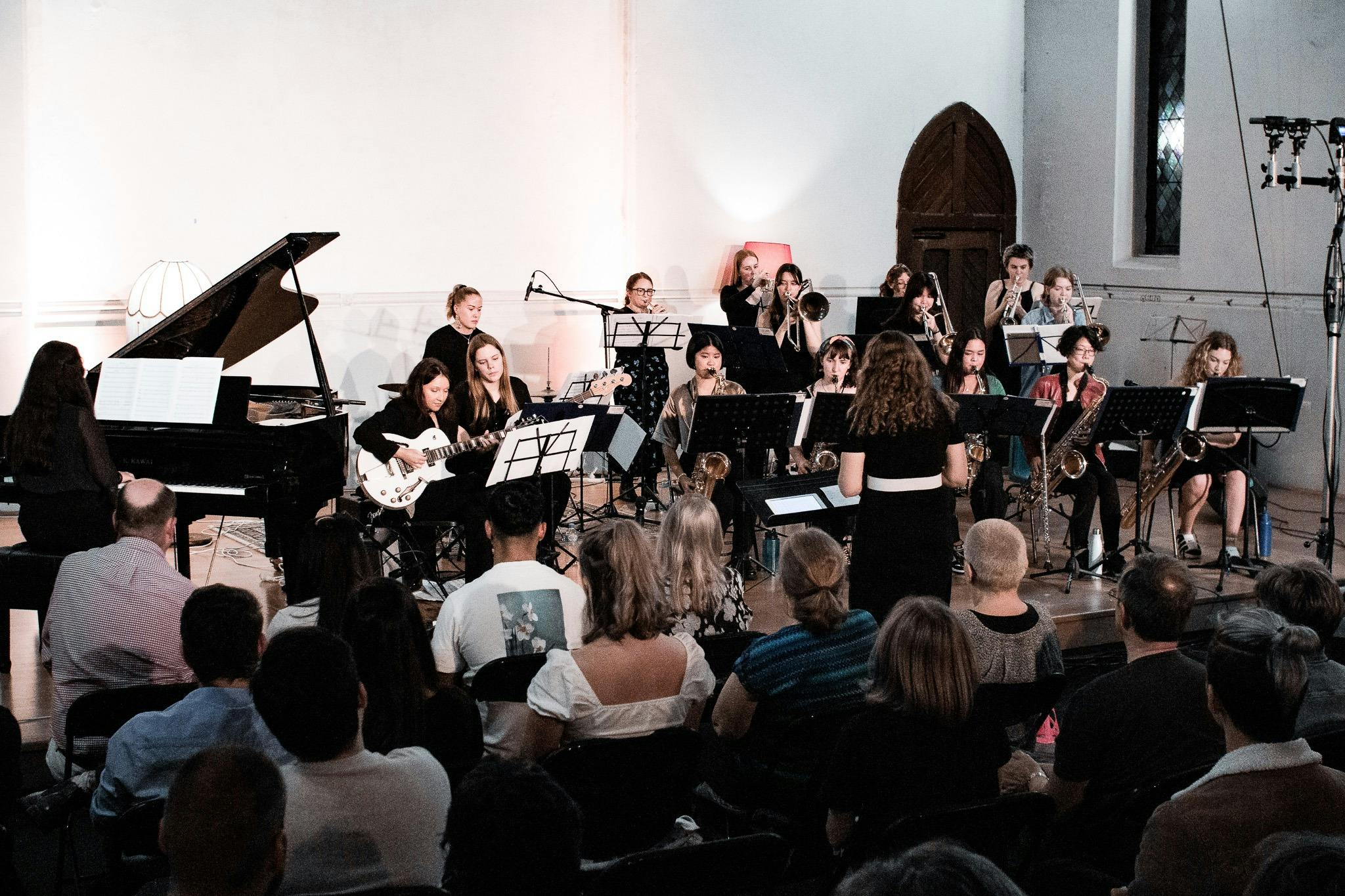 A band playing in a studio