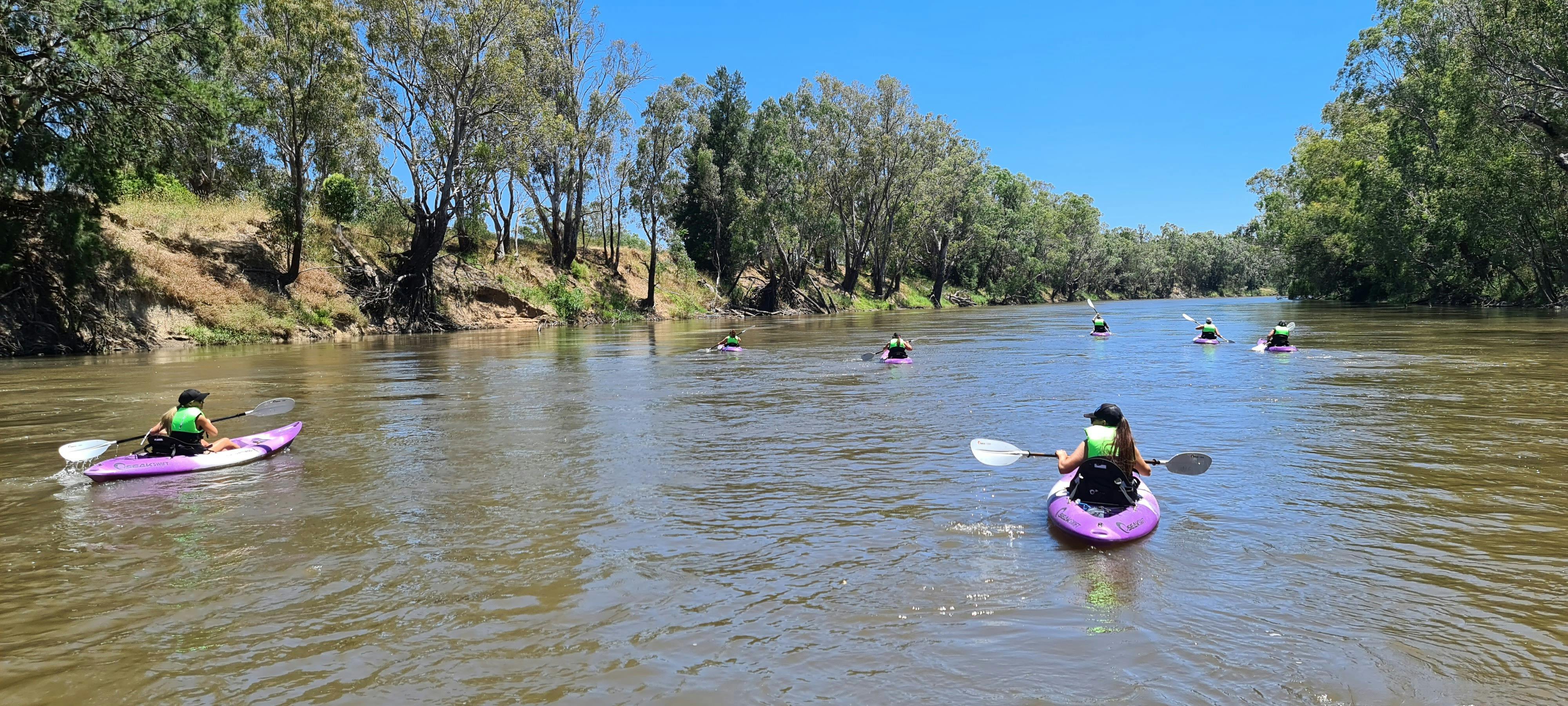 Friends enjoying Saturday Kayaking  on the Bidgee in Wagg Wagga.